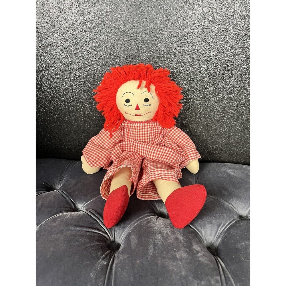 Vintage 20" Raggedy Ann Homemade Red Hair Red Outfil Dolls